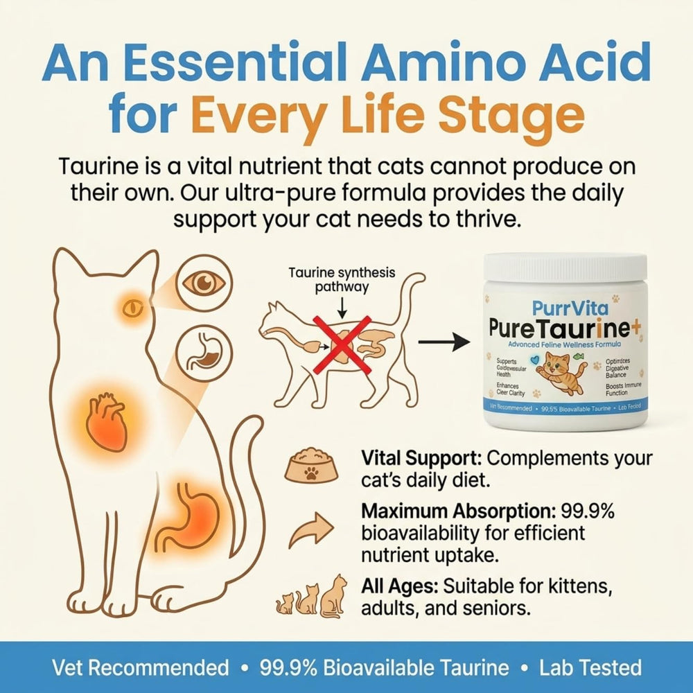 PurrVita Taurine for Cats powder sprinkled over wet food, visible mix