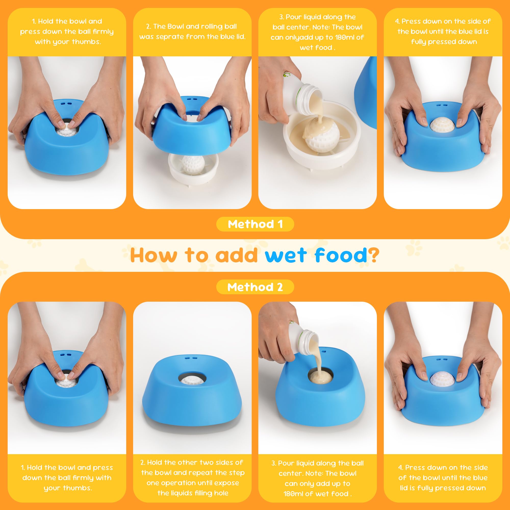 Putago lick ball inside the bowl supports steady licking.