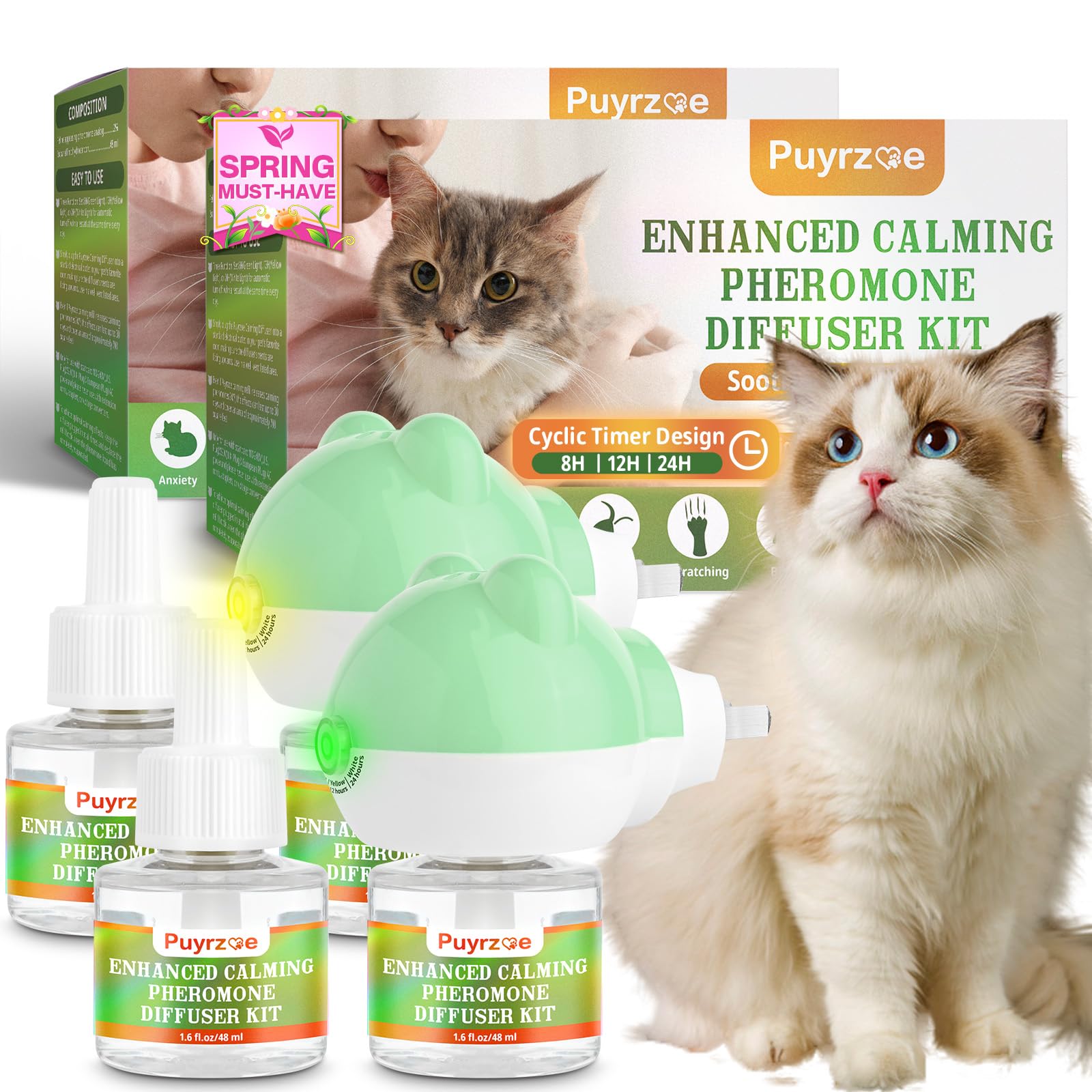 Puyrzoe cat calming diffuser setup eases feline tension in shared spaces
