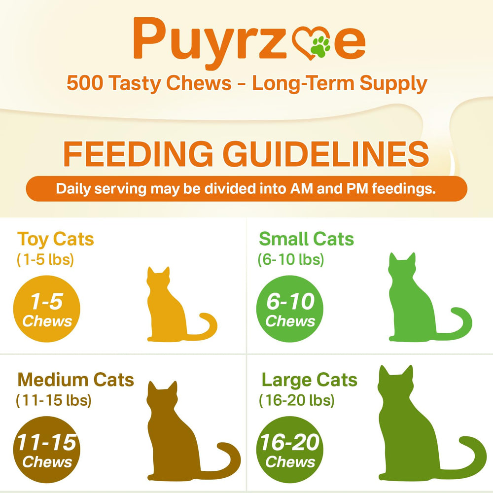 Puyrzoe chews suitable for kittens and older cats alike.
