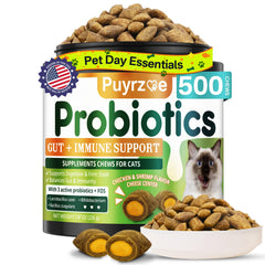 Puyrzoe Cat Probiotics Chews packaging, showcasing daily digestive support for cats.