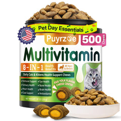 Puyrzoe Taurine Cat Multivitamin chews bottle for daily feline supplementation.