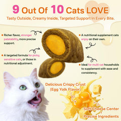 Puyrzoe taurine cat multivitamin with egg yolk crust appealing to picky eaters.