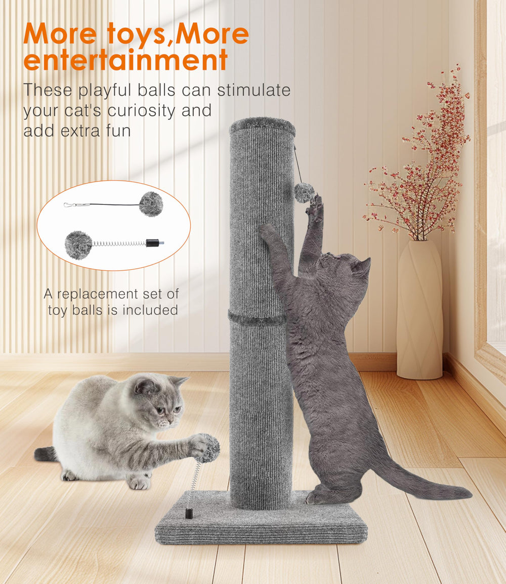 PuzzlePaw dangling pom-pom toy keeps cats engaged between scratches.