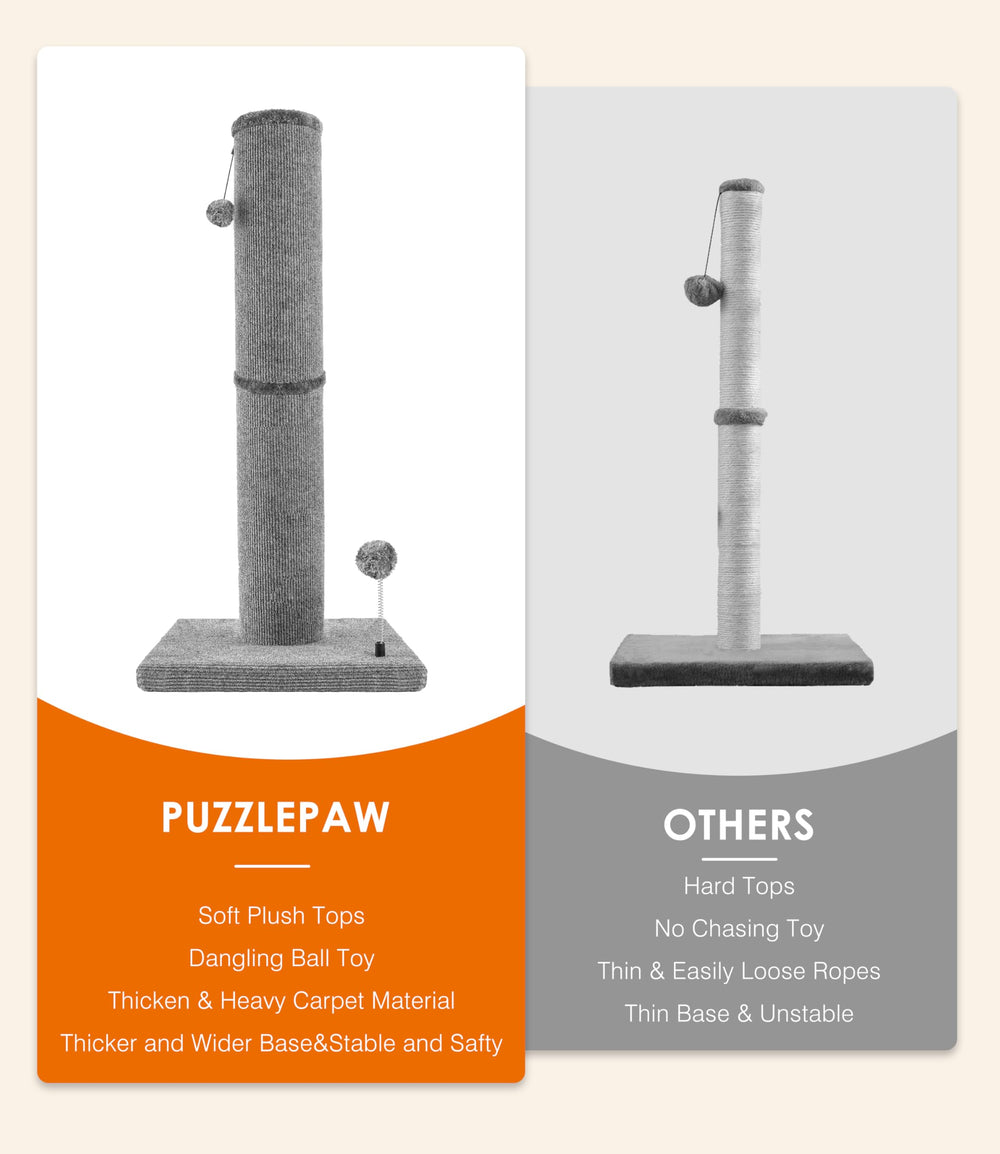 PuzzlePaw stable design reduces tipping during vigorous scratching.