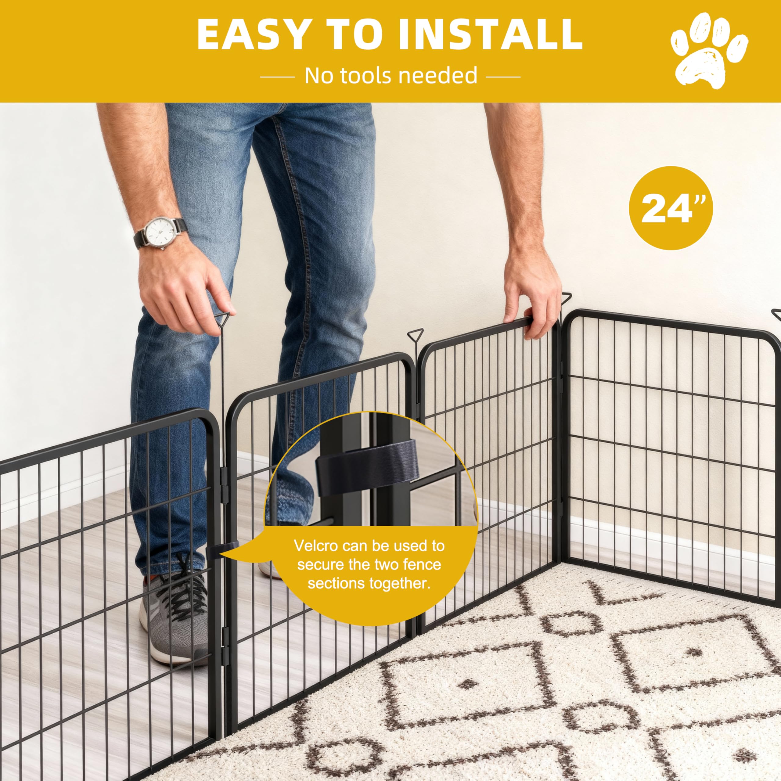 Pvpy Yvrd escape-proof locking system keeps curious dogs securely contained.