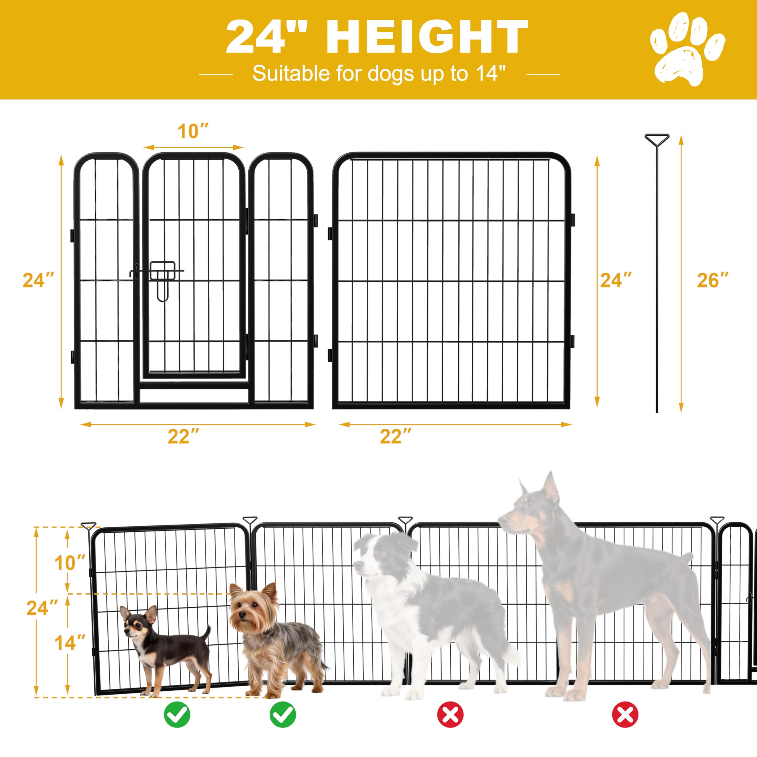 Pvpy Yvrd heavy-duty metal dog fence offers sturdy containment for energetic pets.