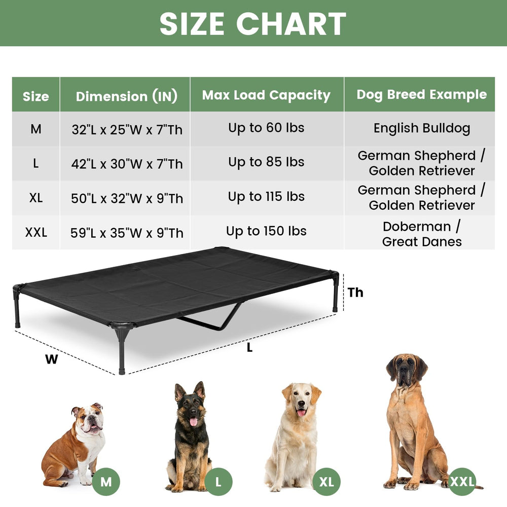PVY elevated dog bed frame detail shows heavy-duty steel for durability.