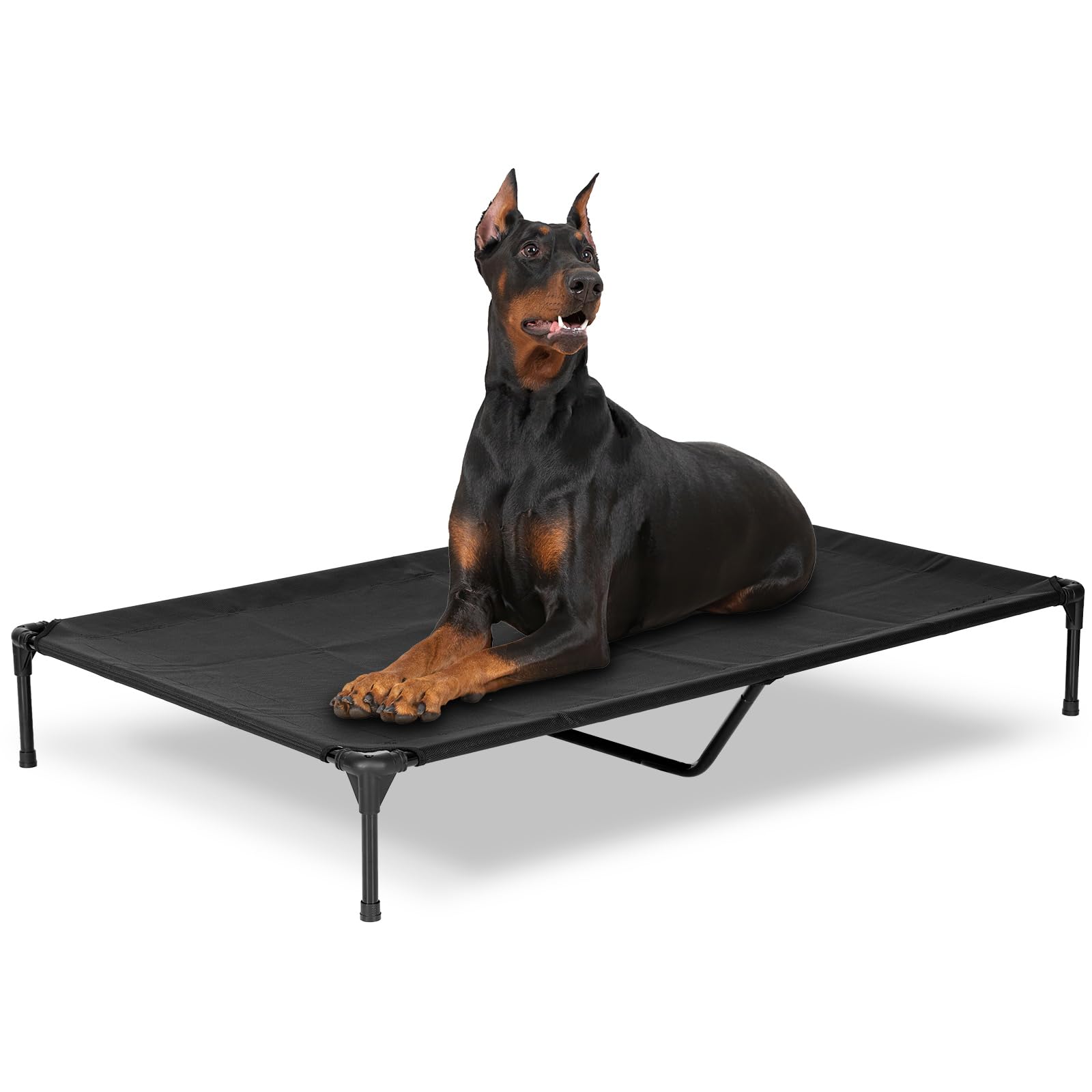 PVY Elevated Dog Bed outdoor frame view shows sturdy steel construction for heavy use