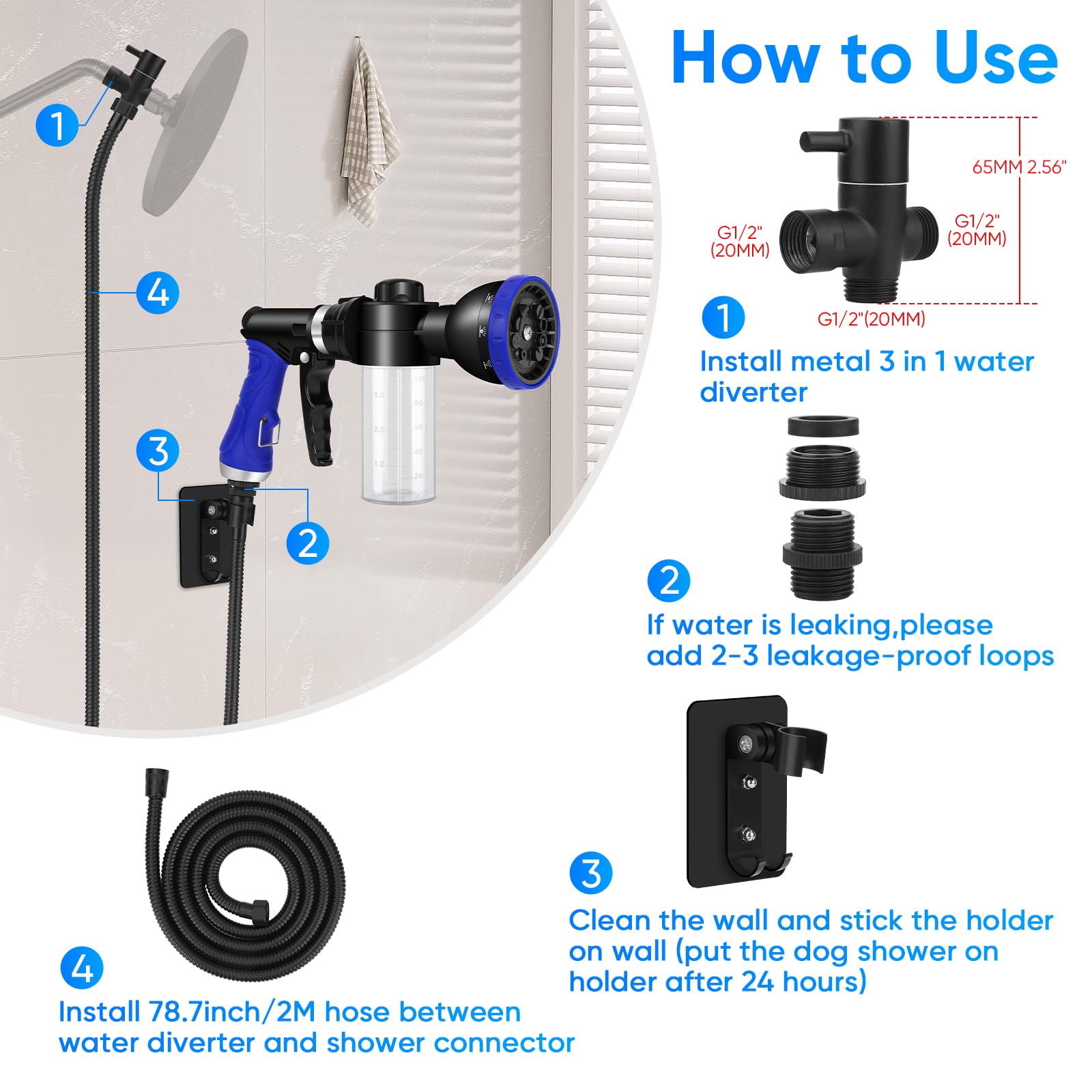 PWEZON 66 ft hose extends reach for versatile cleaning.