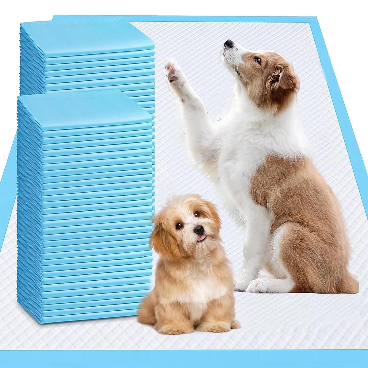 PWQOENFD dog pee pads pack shot showing large training surface for easy house training