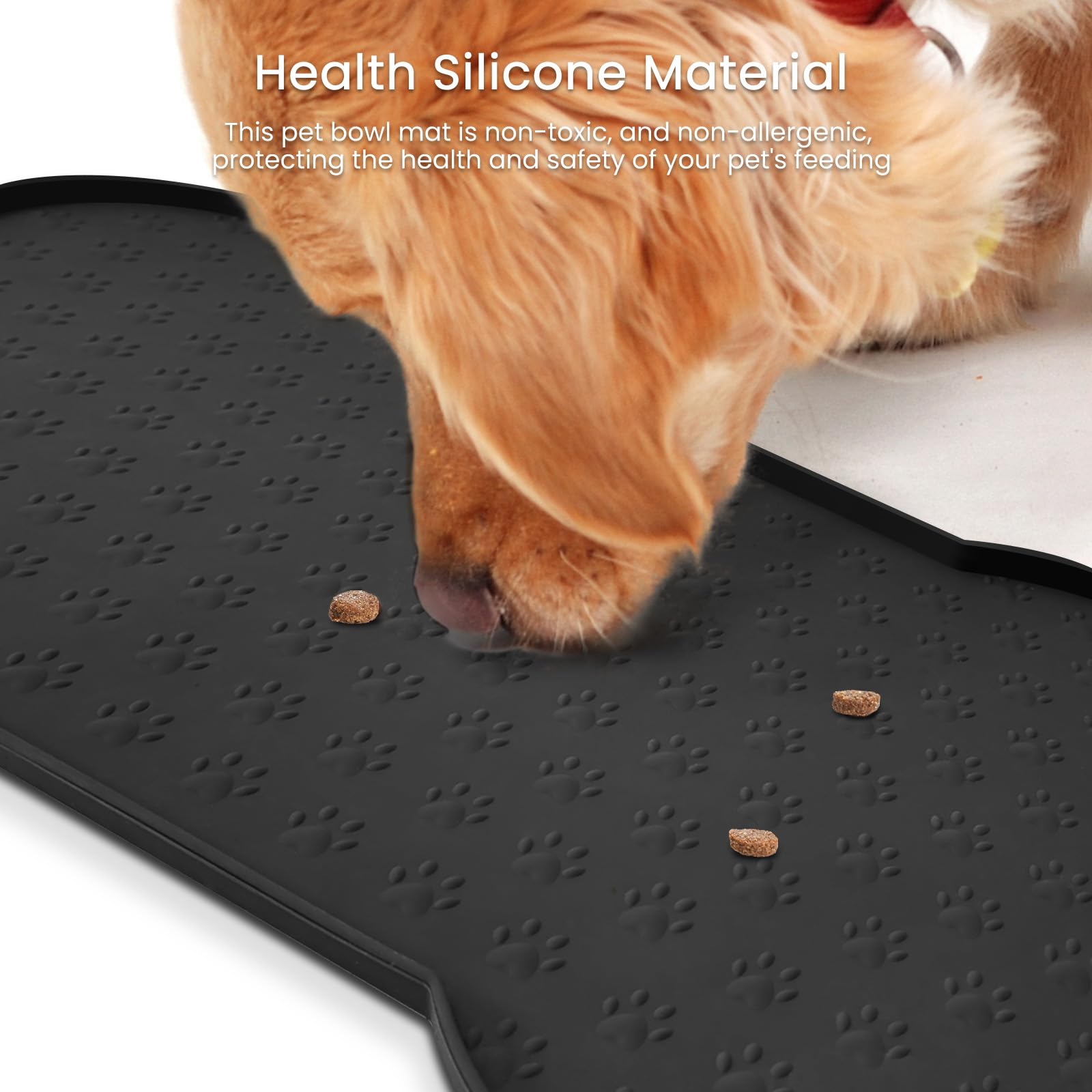 PWTAA dog food mat travel-friendly design is rollable and portable.