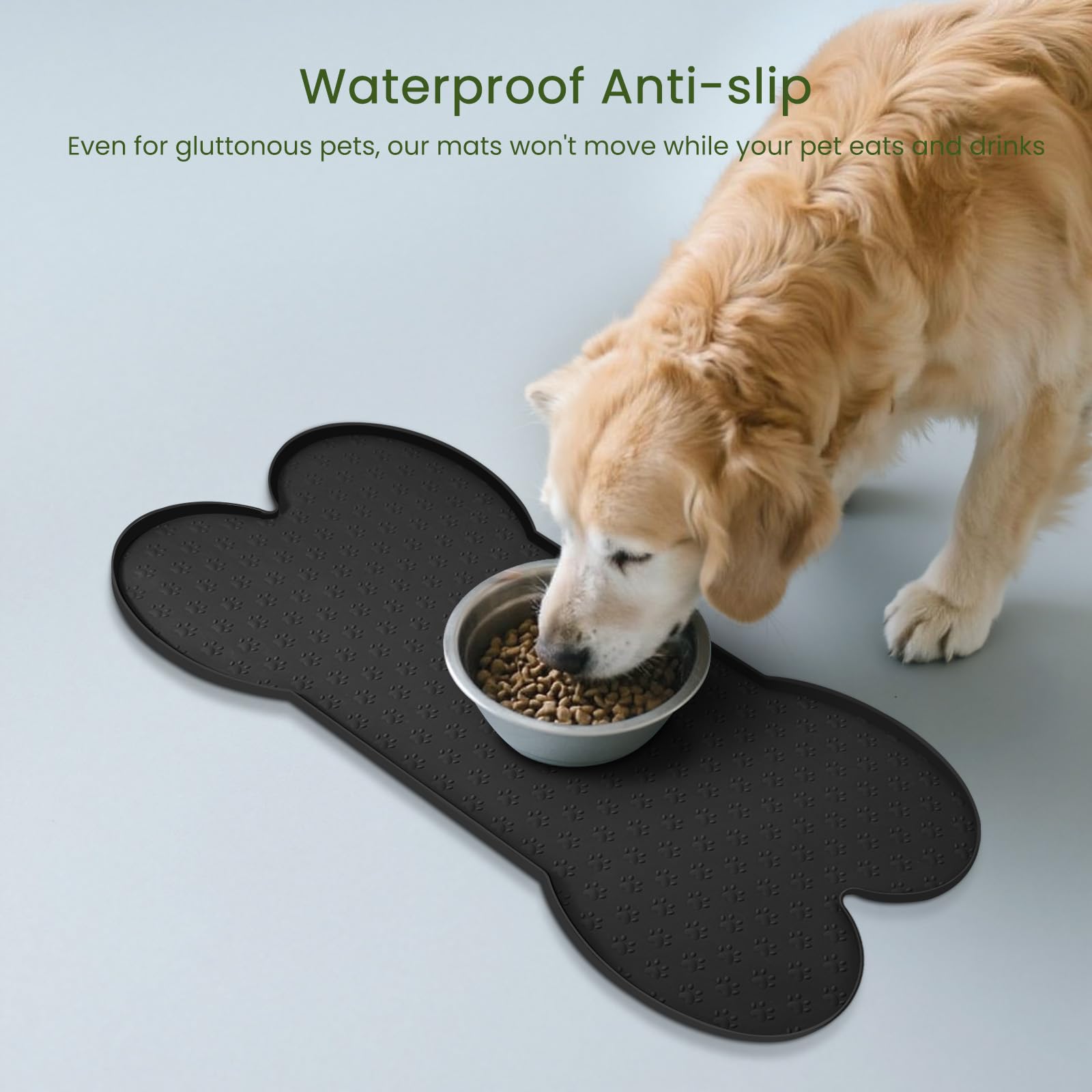 PWTAA dog food mat waterproof surface stays put during feeding.