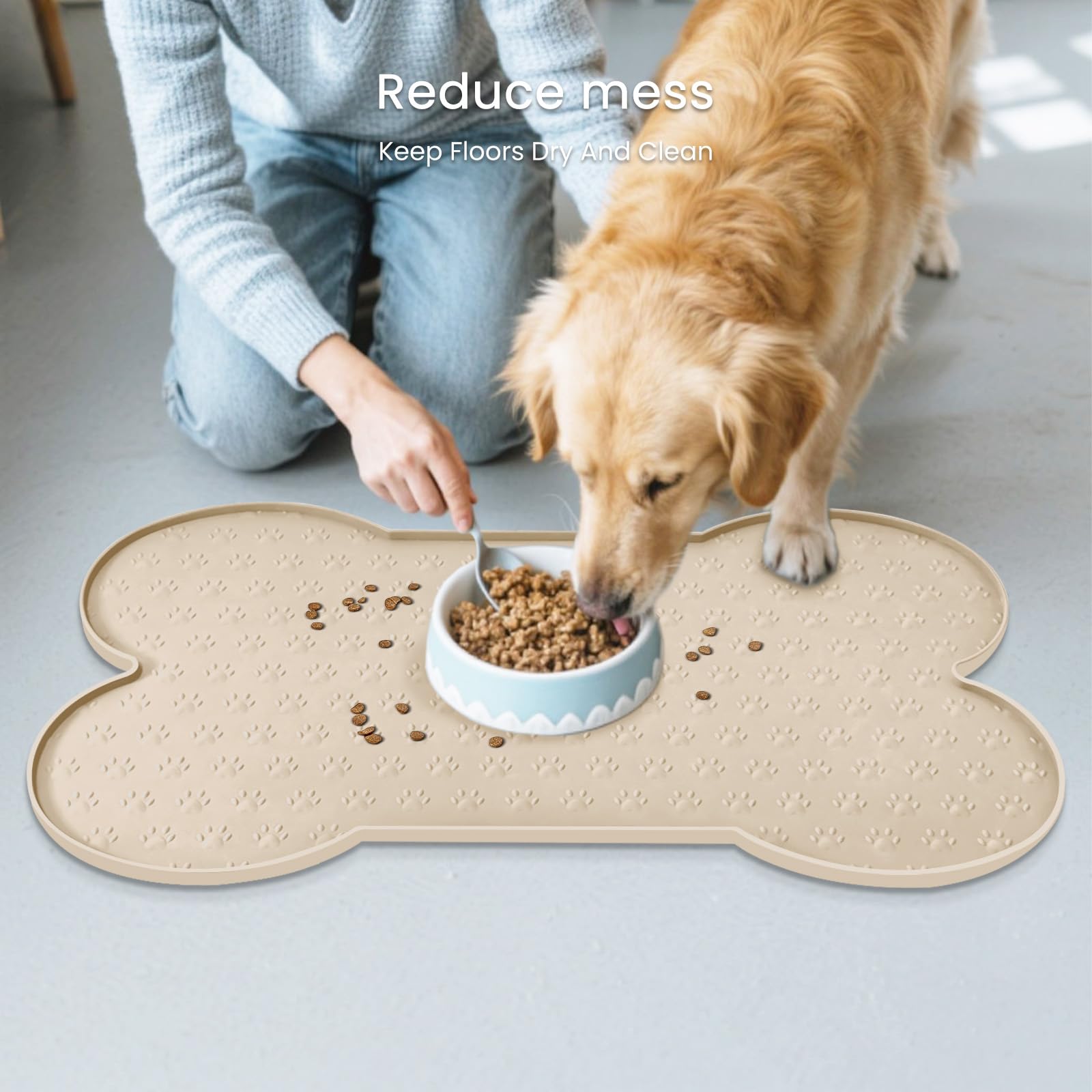 PWTAA large-bowls feeder pad accommodates two extra-large bowls