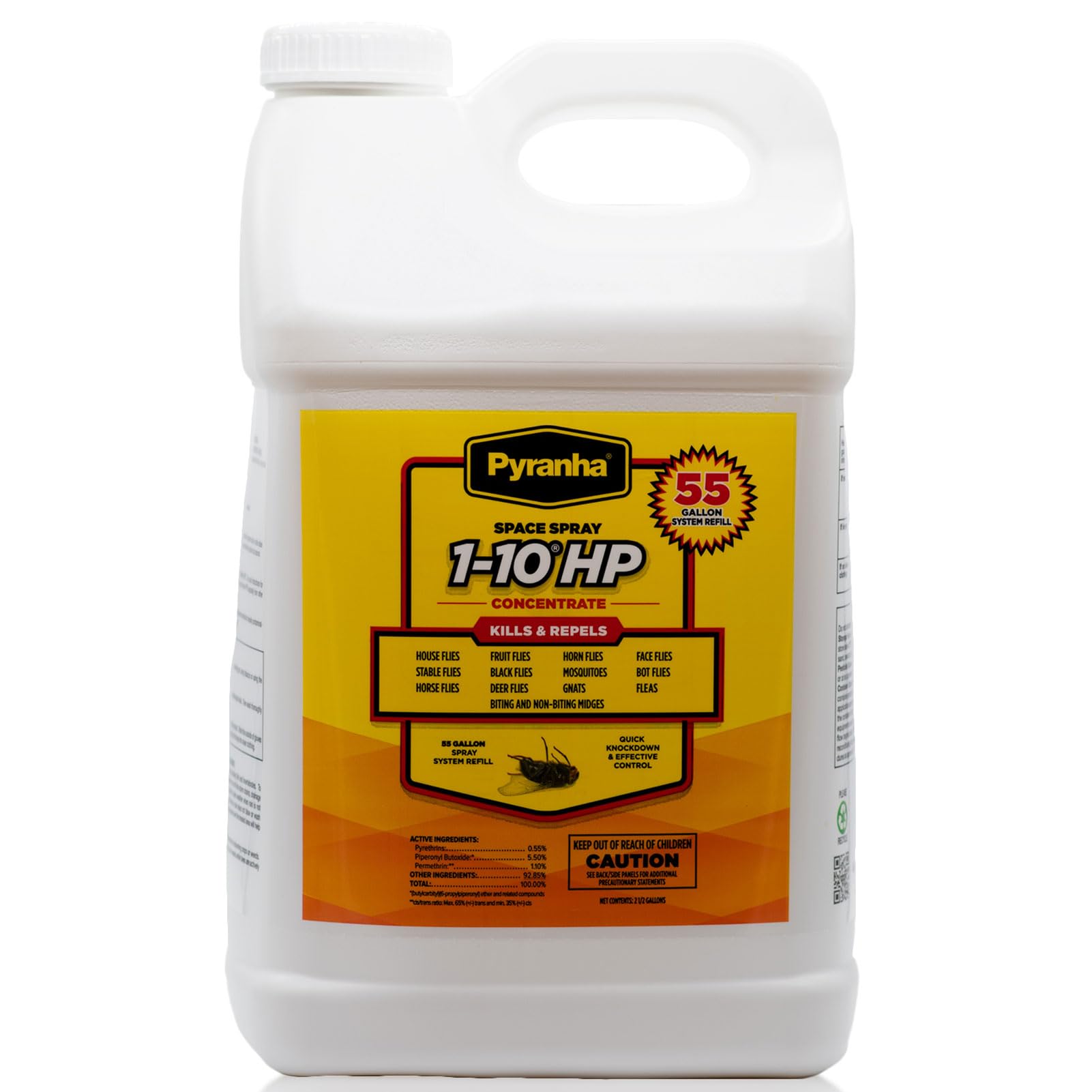 Pyranha 1-10 HP concentrate refill bottle for 55-gallon systems, long-lasting barn protection.