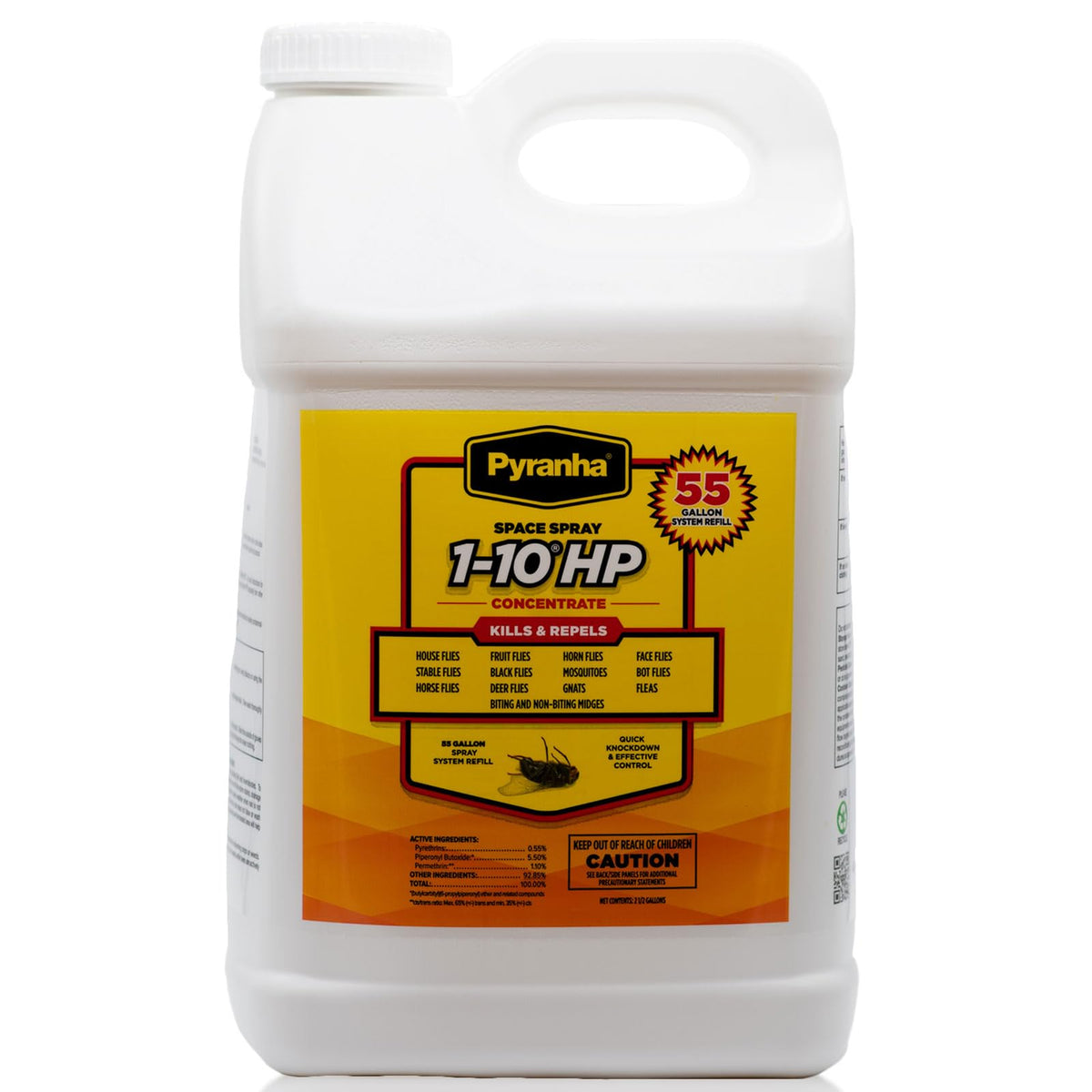 Pyranha 1-10 HP concentrate refill bottle for 55-gallon systems, long-lasting barn protection.