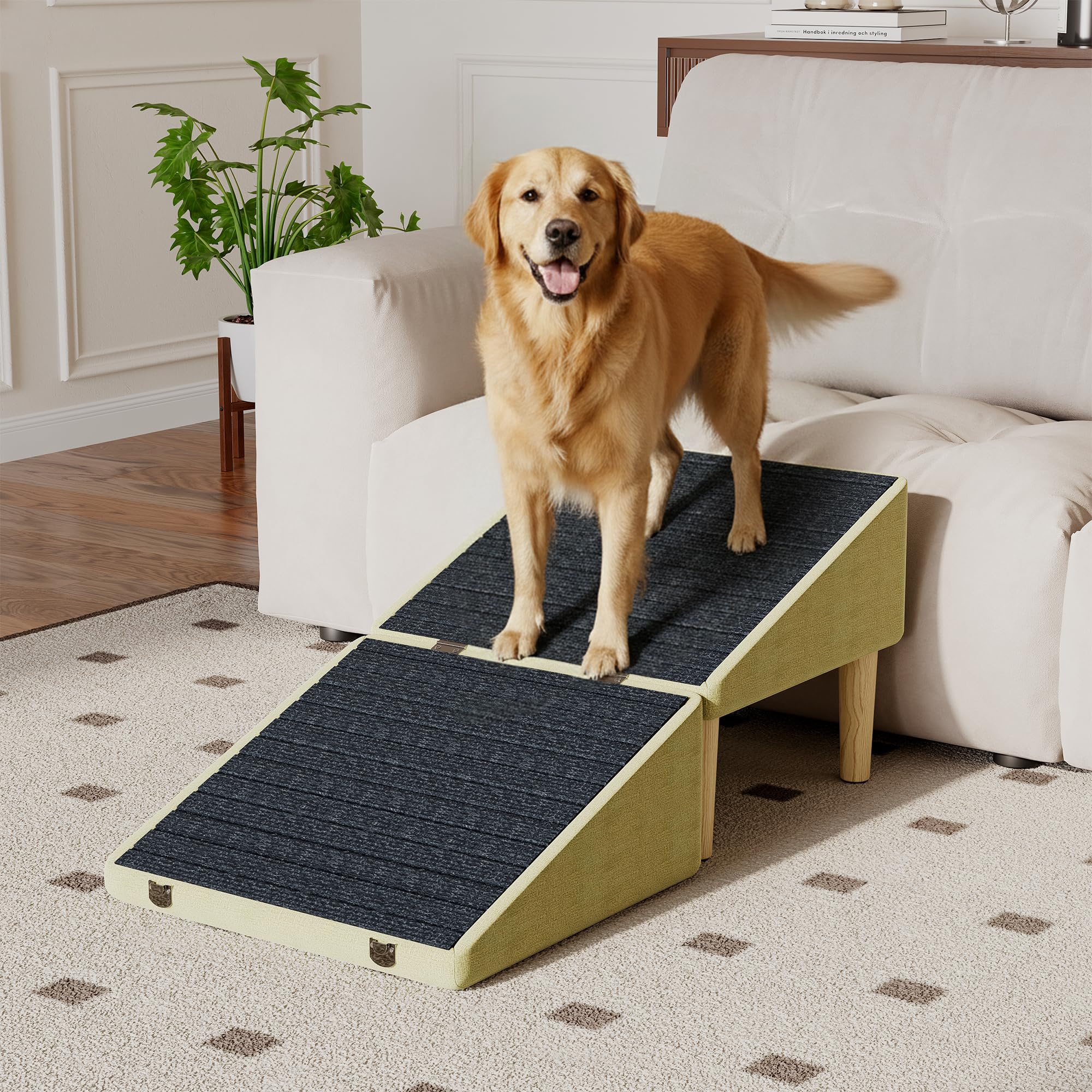 PyroLog 3-in-1 dog ramp with hidden storage improves space efficiency