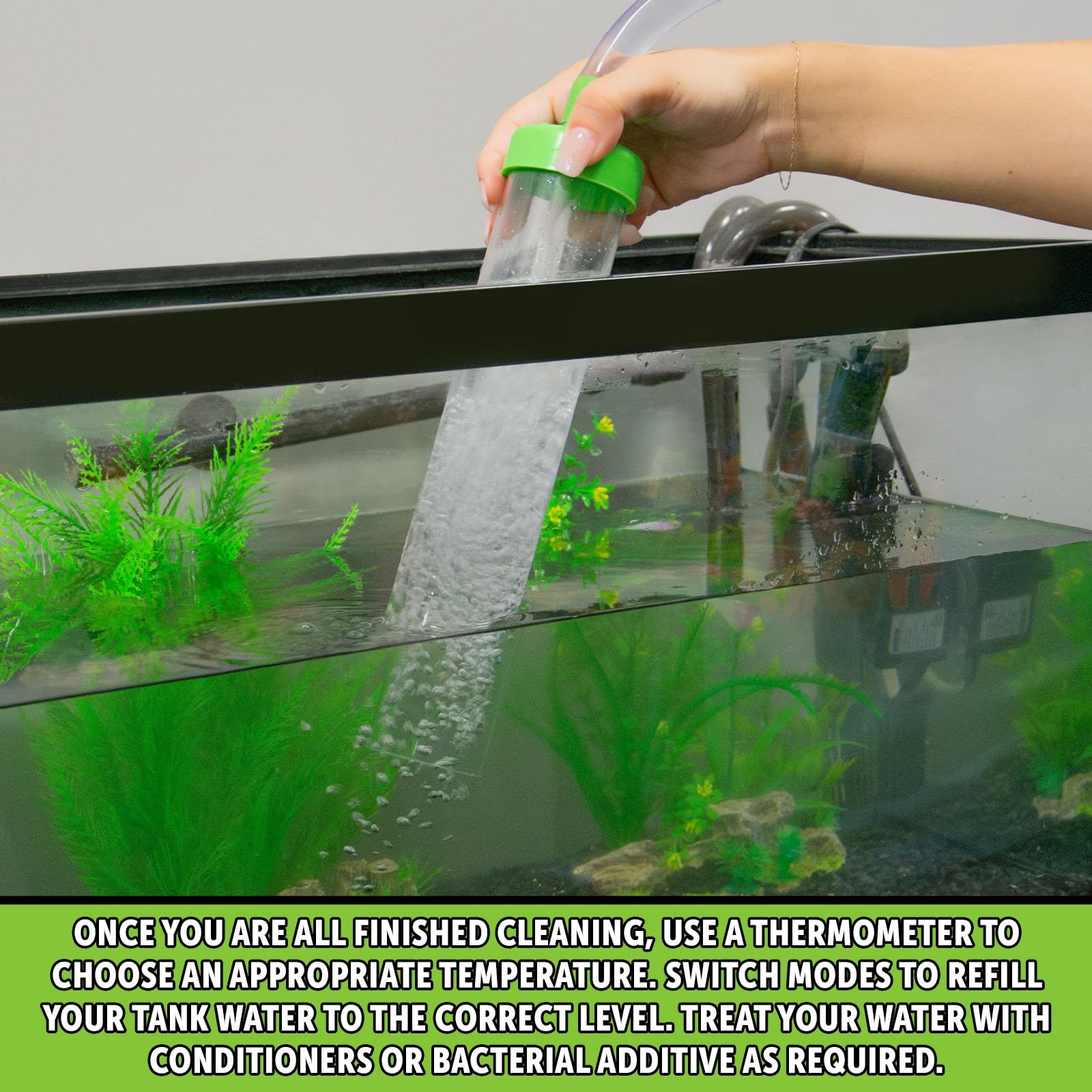Python gravel tube 20-inch extended demonstrates reach for larger tanks.
