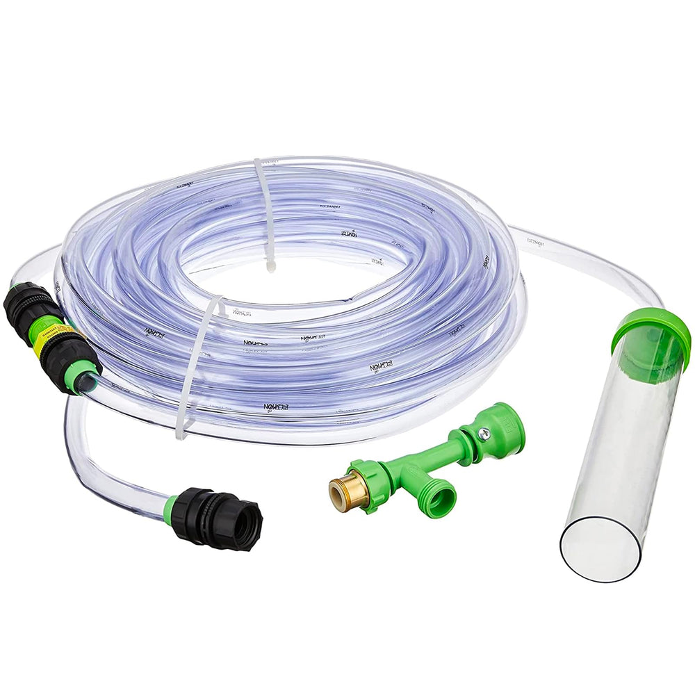 Python No Spill system hose enables mess-free water changes for aquariums.