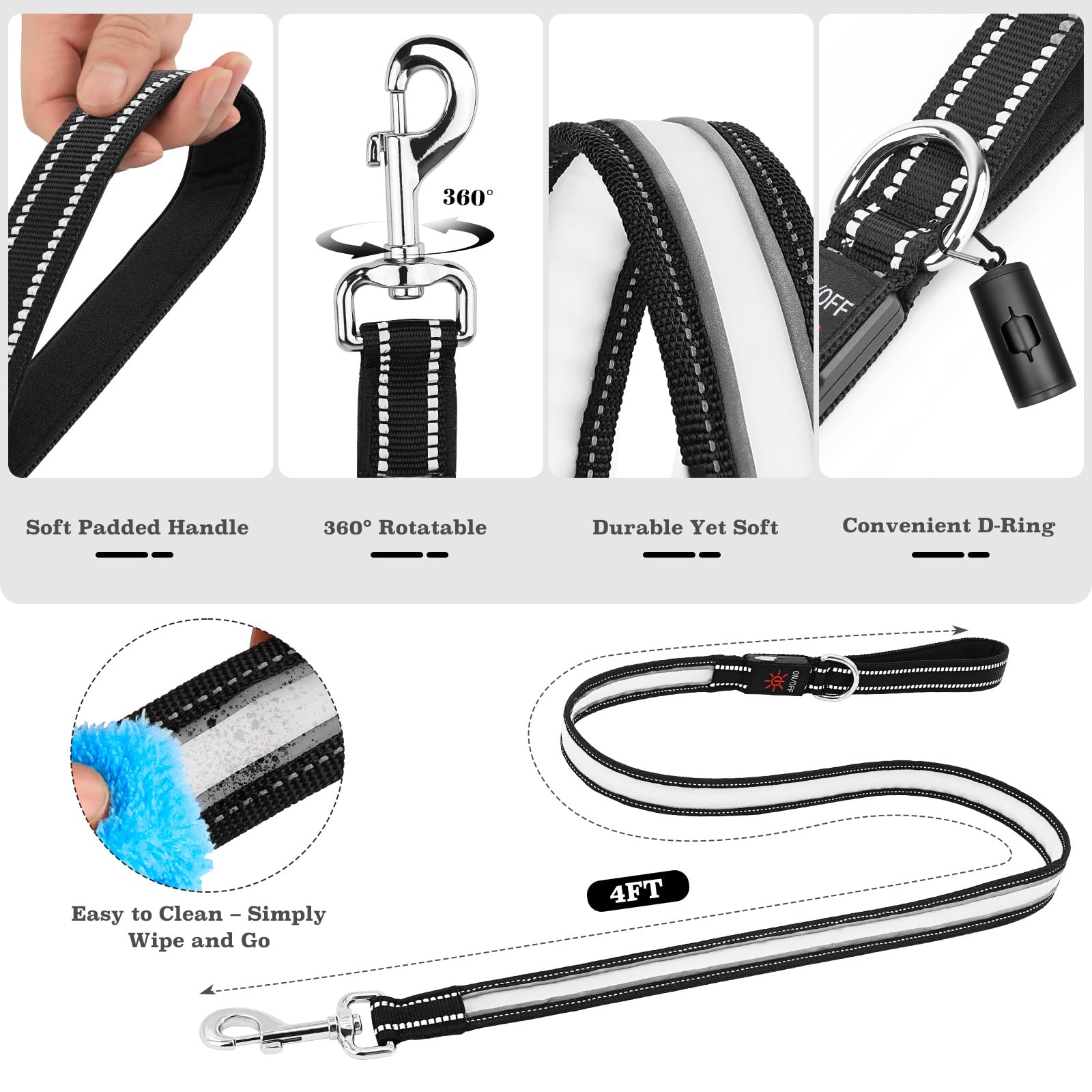 PZRLit leash features reflective threading for better visibility at dusk.