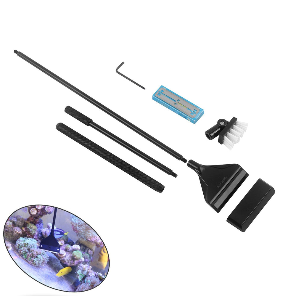 QANVEE aquarium scraper head extended to 26 inches for easy glass cleaning.