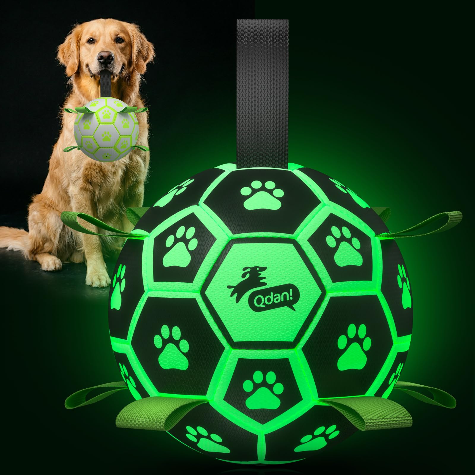 QDAN Glow Soccer Ball 8 Inch glows for night play and easy locating
