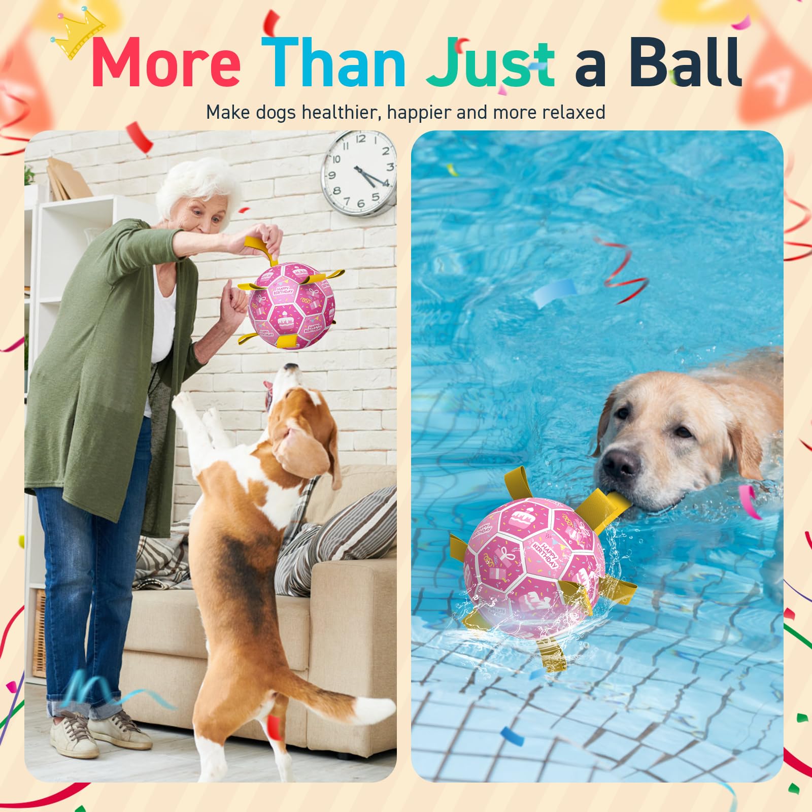 QDAN ball with center strap supports guided tug of war and herding drills