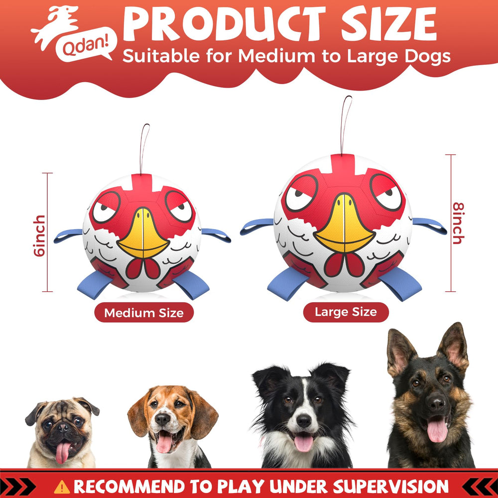 QDAN Chicken Dog Ball Toy features bold chicken motif for quick tracking.