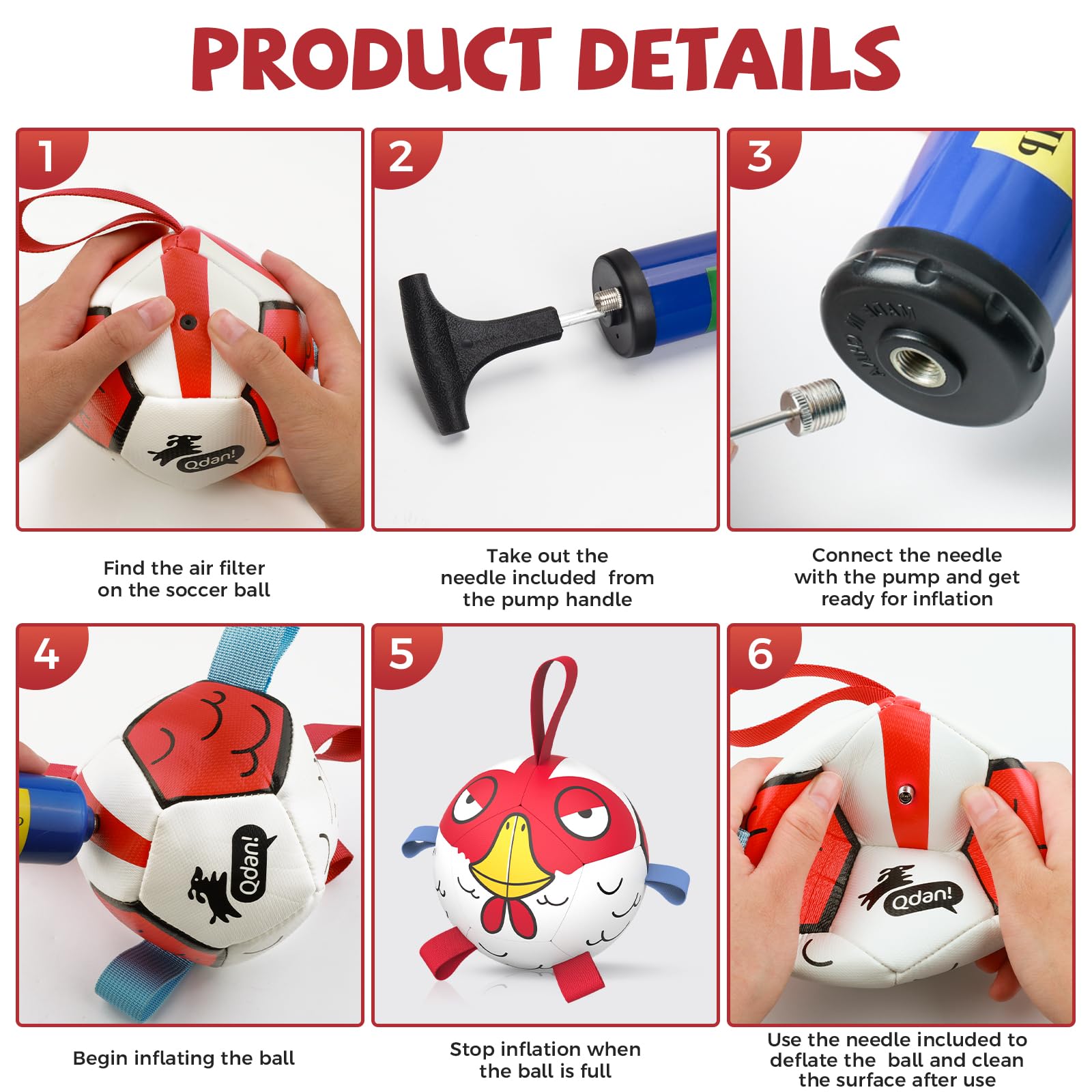 QDAN ball with durable seams for long-lasting fetch play.