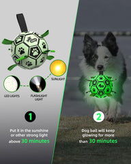 QDAN dog ball with neon glow for easy fetch in dim light.