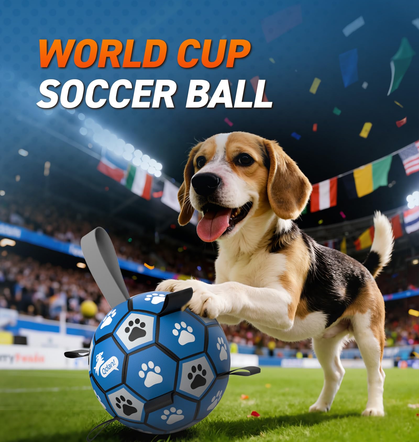 QDAN interactive ball with grab straps boosts engagement during training.