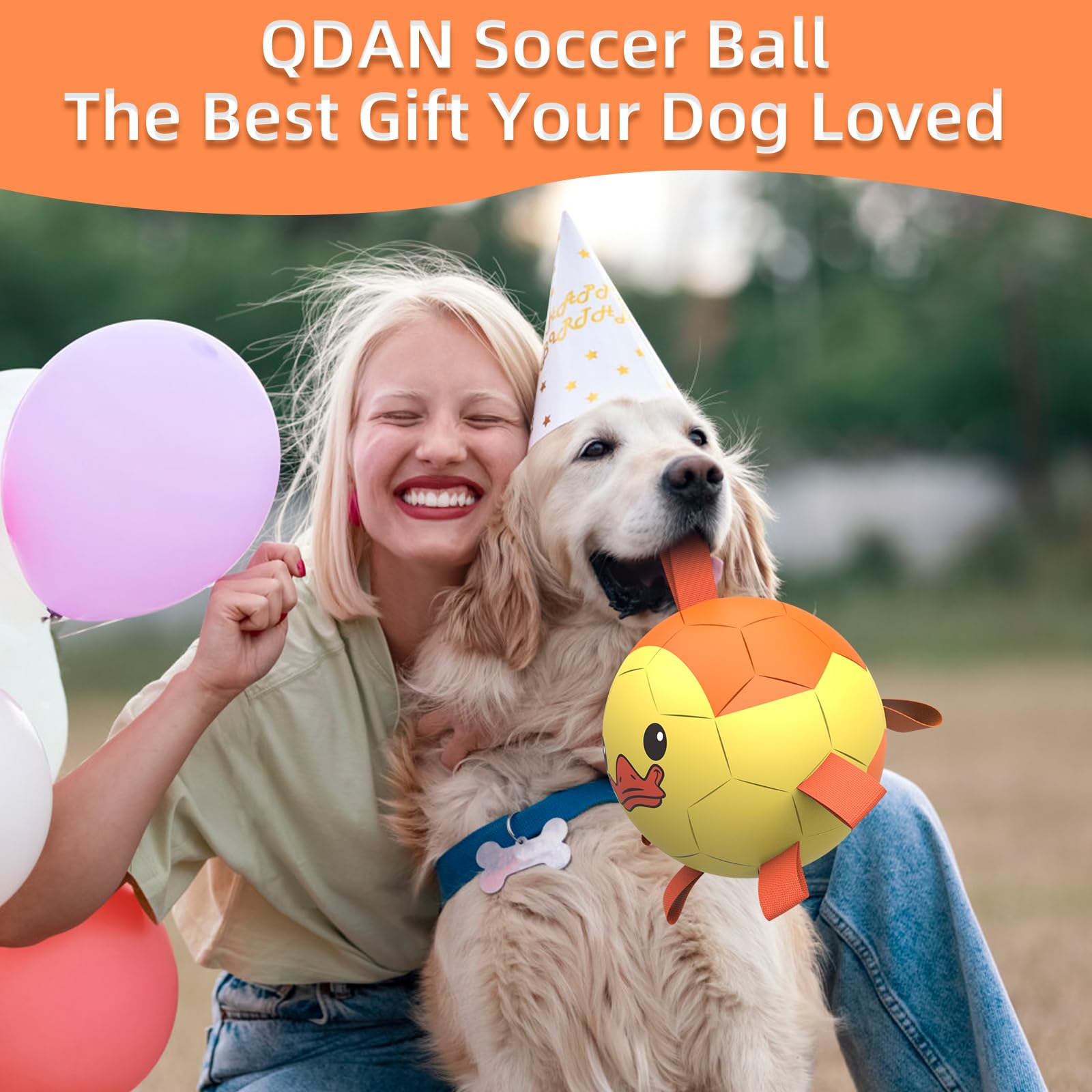 QDAN ball promotes fetch and tug with sturdy seams for interactive training
