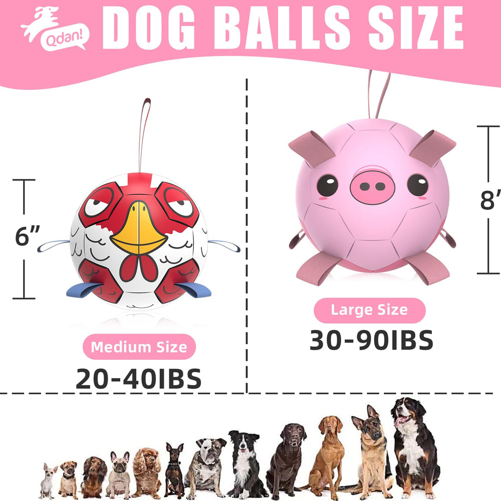 QDAN dog ball with extended strap makes grabbing and tossing easier.