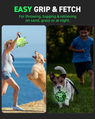 QDAN dog ball with nylon straps for easy fetch and grip.