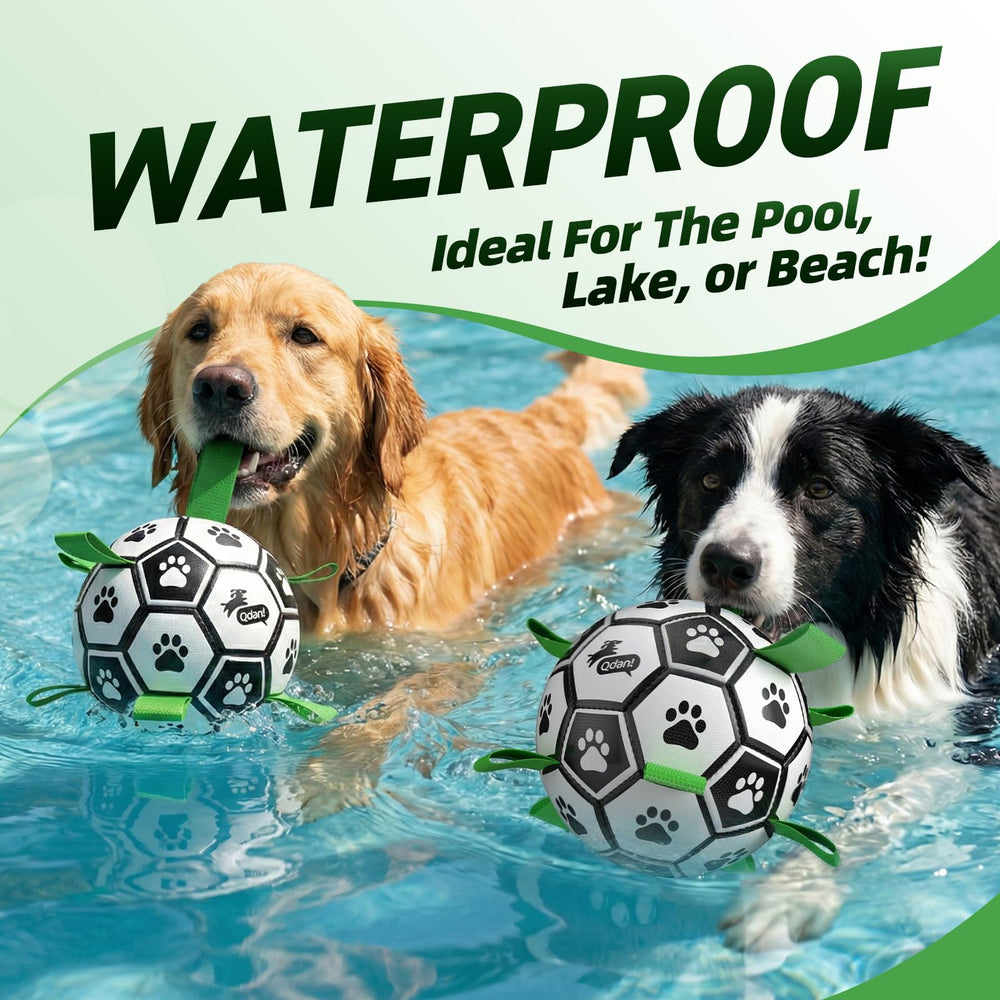 QDAN dog ball with grab straps for easy tug-of-war games.