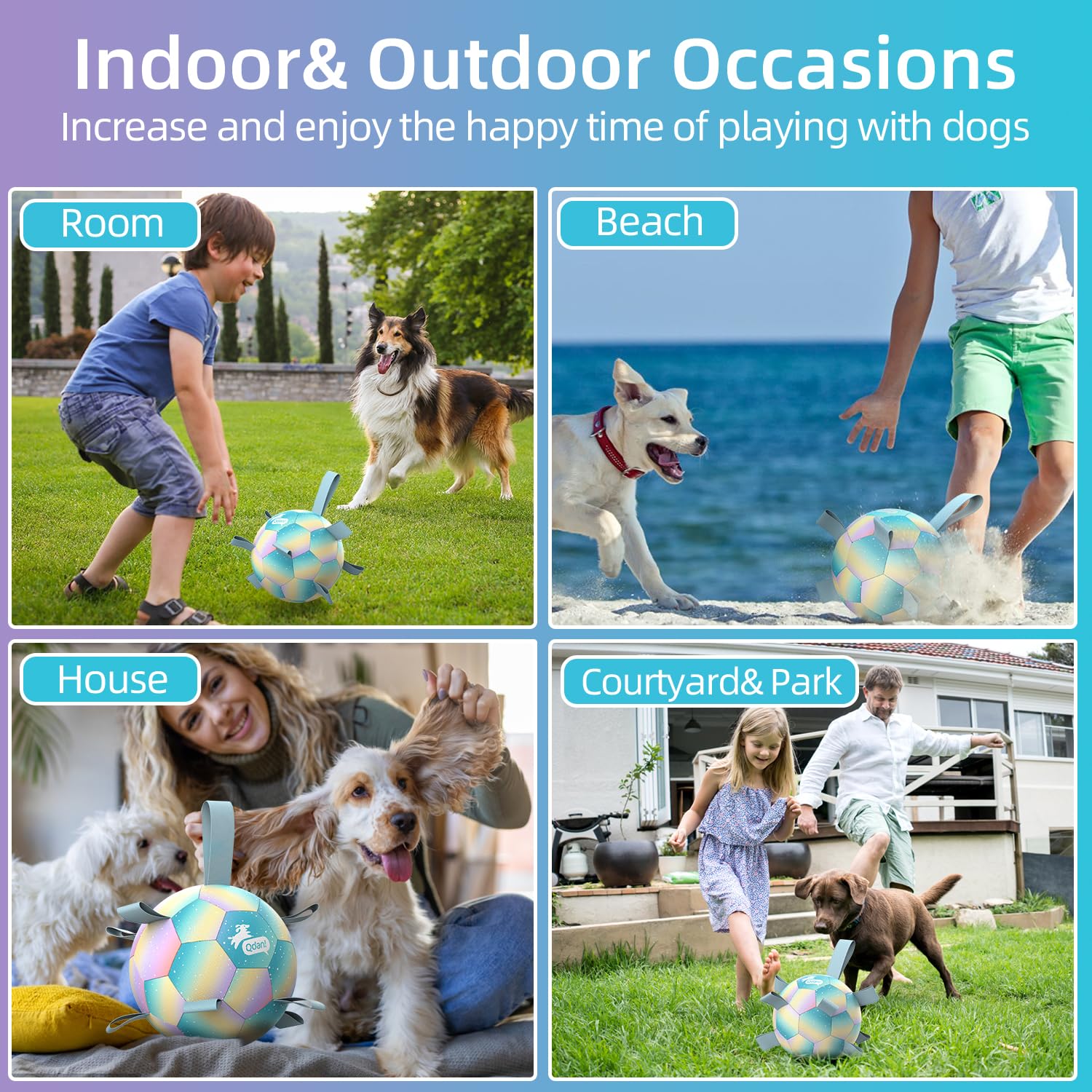 QDAN dog balls made from eco-friendly rubber for safety and durability