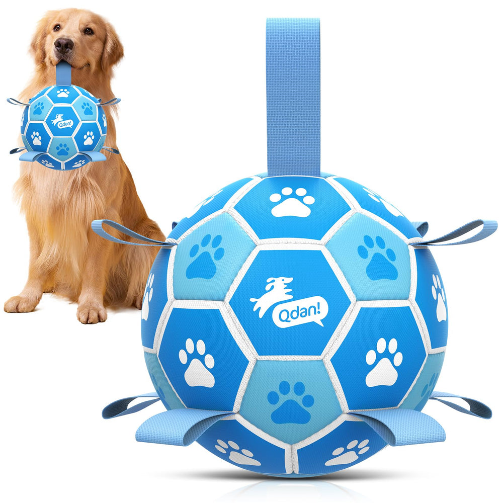 QDAN dog soccer ball with straps delivers unpredictable bounce for exciting fetch
