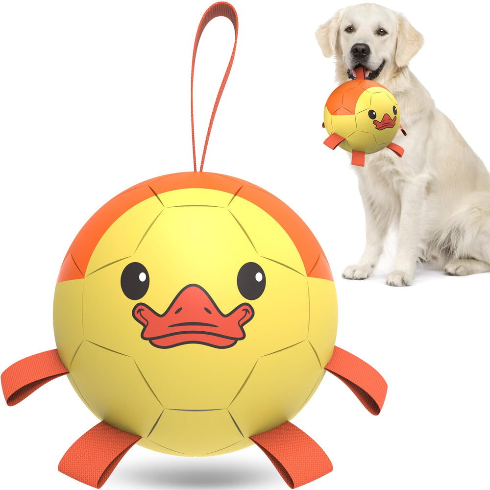 QDAN dog soccer ball with straps for easy toss and grab during play
