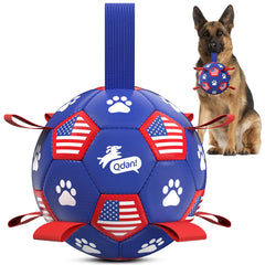 QDAN dog soccer ball with straps for fetch and training