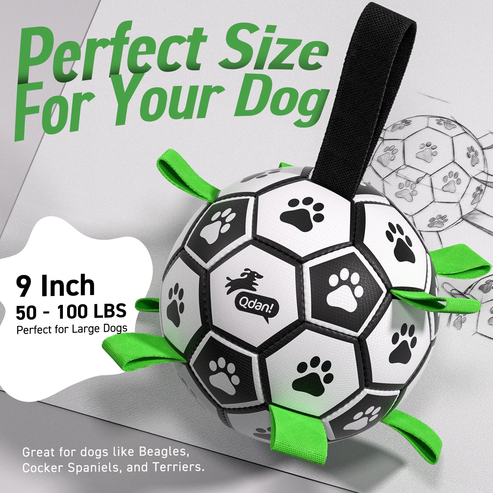QDAN durable ball withstands playful chewing and rough tugging