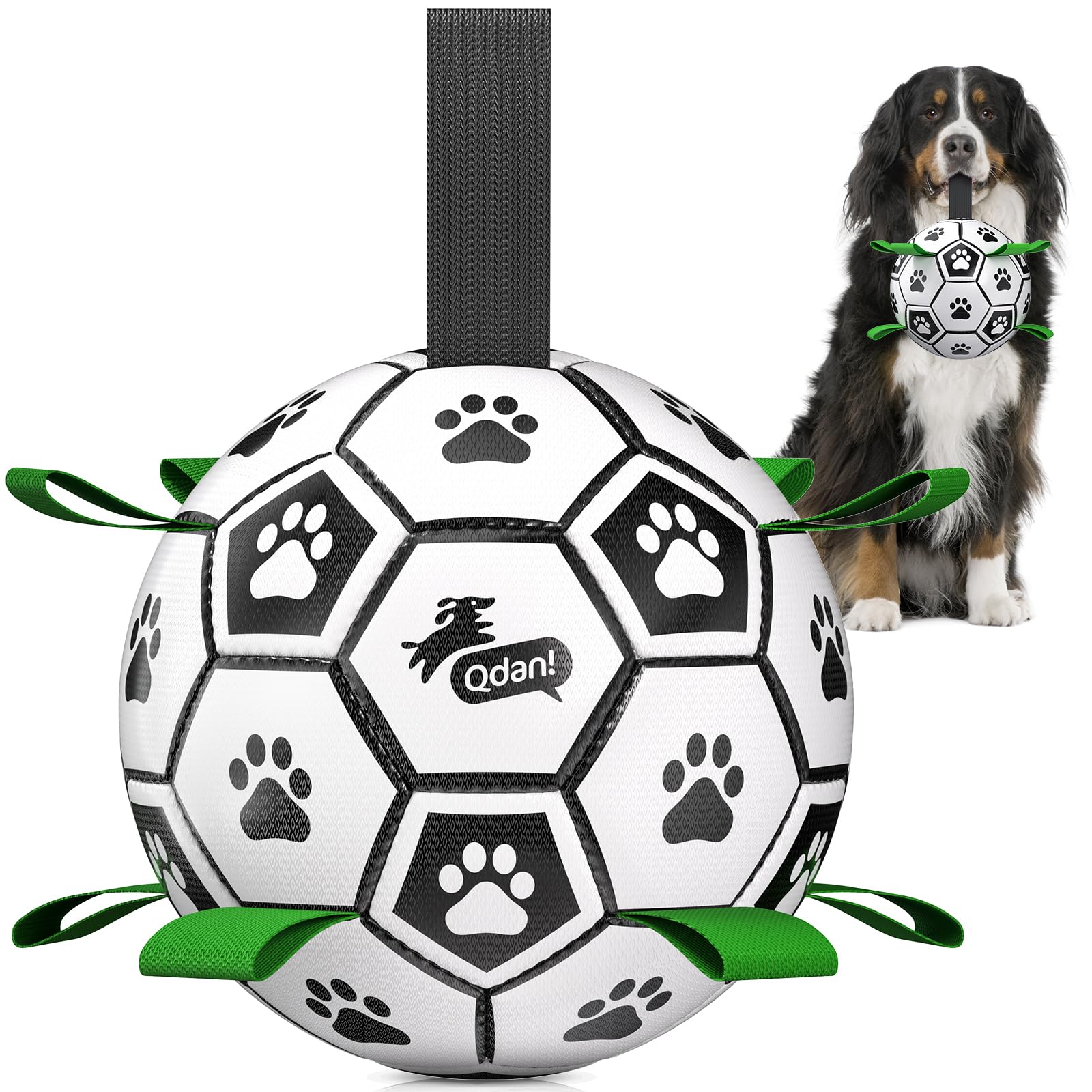 QDAN extra-large soccer ball with straps for large dogs, perfect for fetch