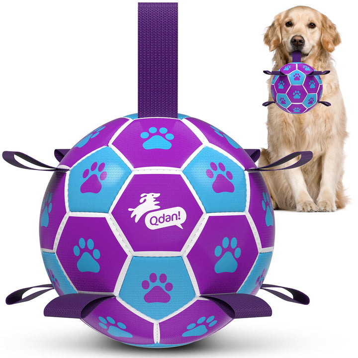 QDAN soccer ball 8in with strap for easy fetch and tug games.