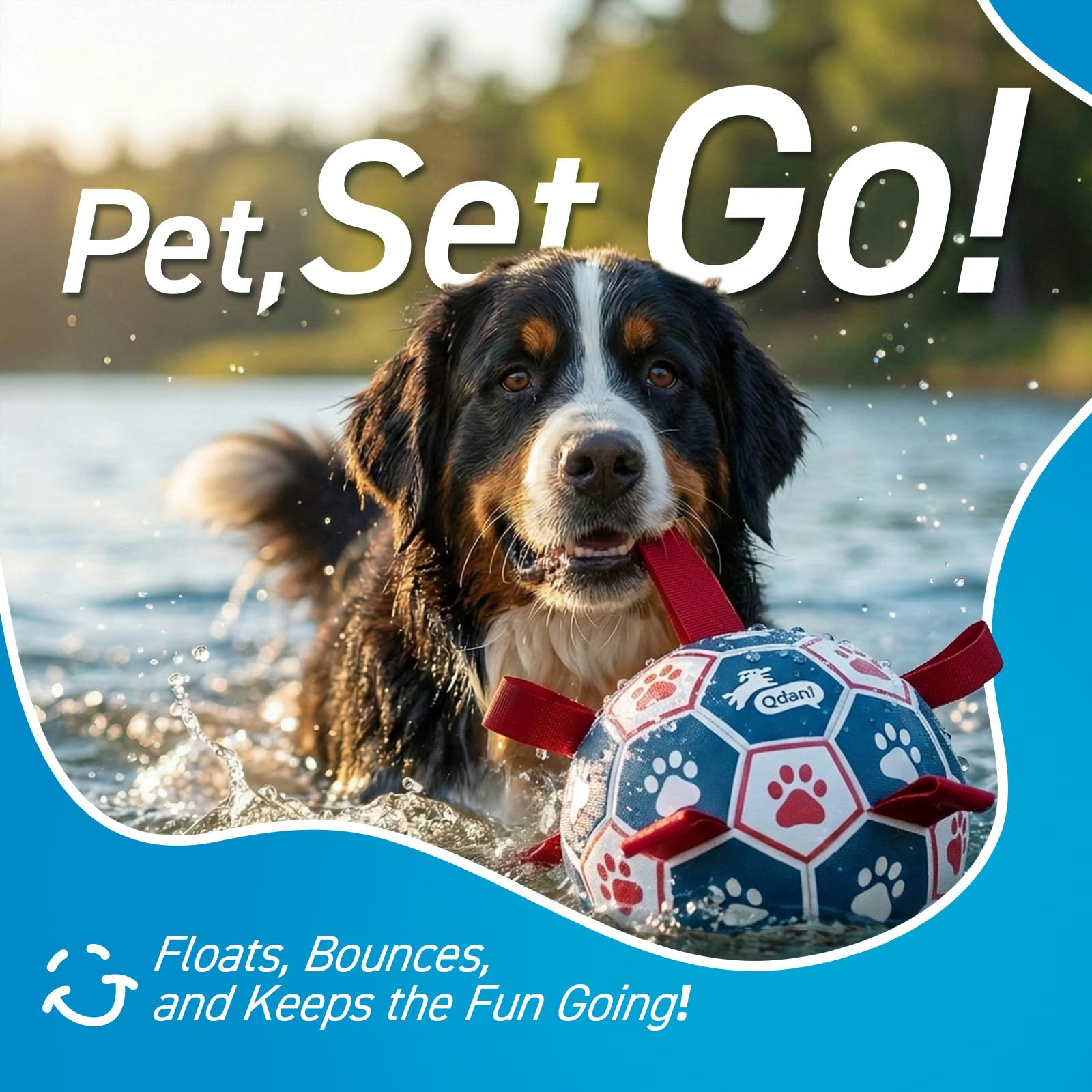 QDAN ball in water setting demonstrates suitability for pool and lake fun