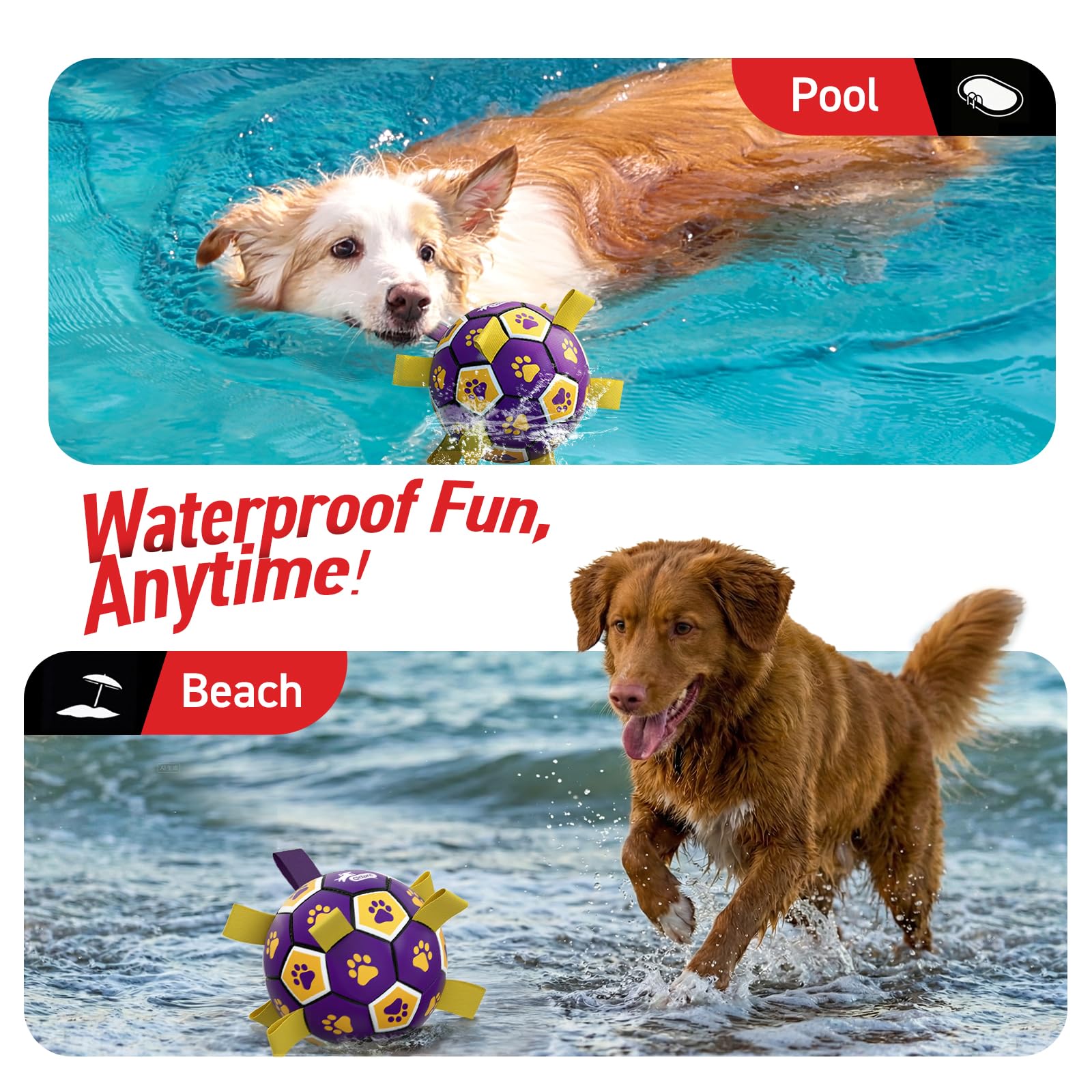 QDAN floating dog ball water toy stays buoyant for pool or lake fun.