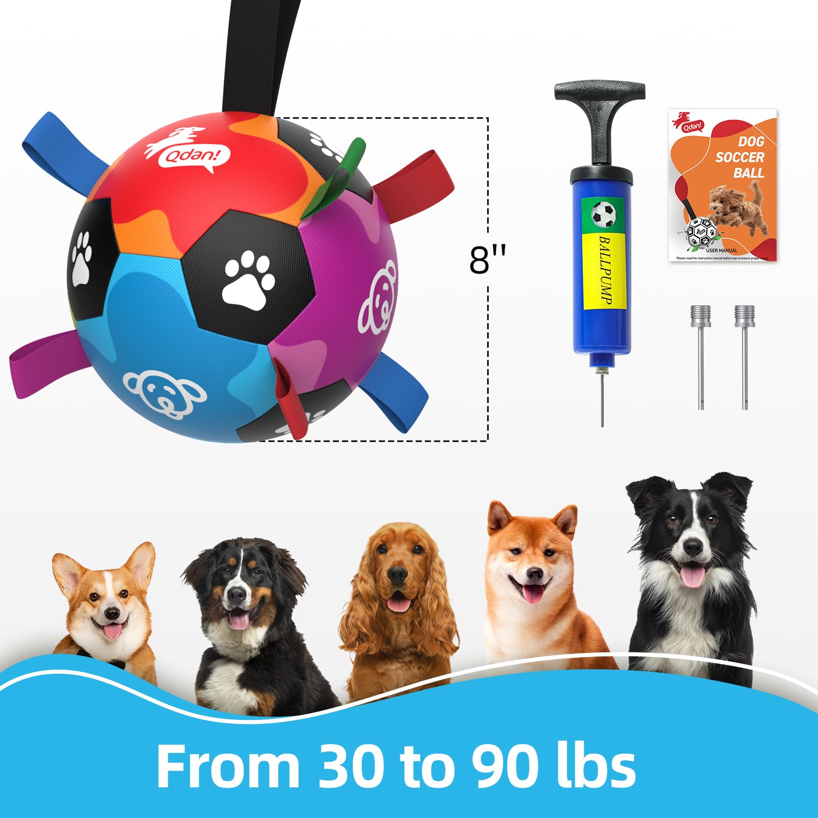 QDAN travel-friendly deflate-and-fold ball for easy carrying.