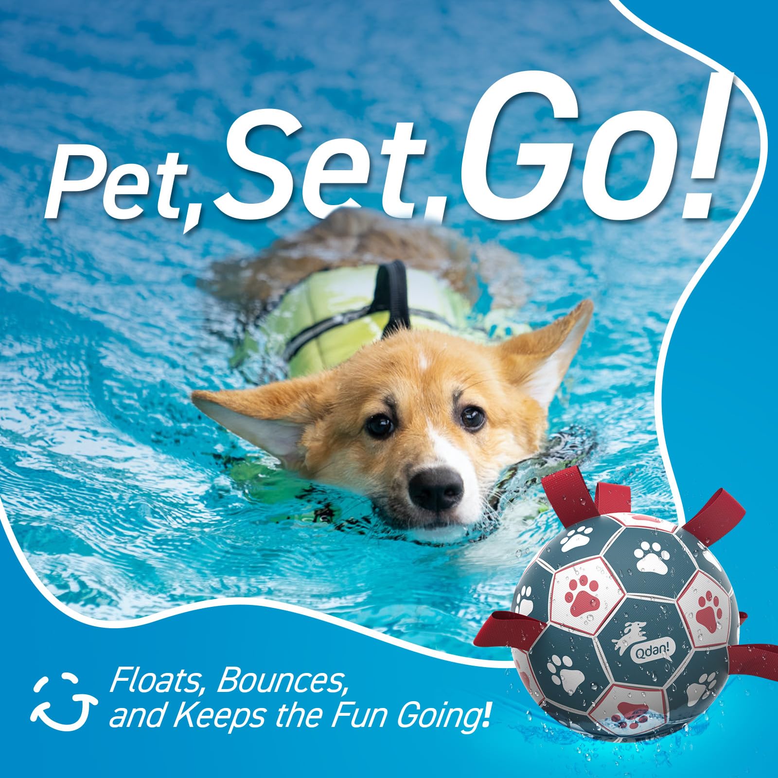 QDAN rope-on-surface design makes pickup simple for dogs.