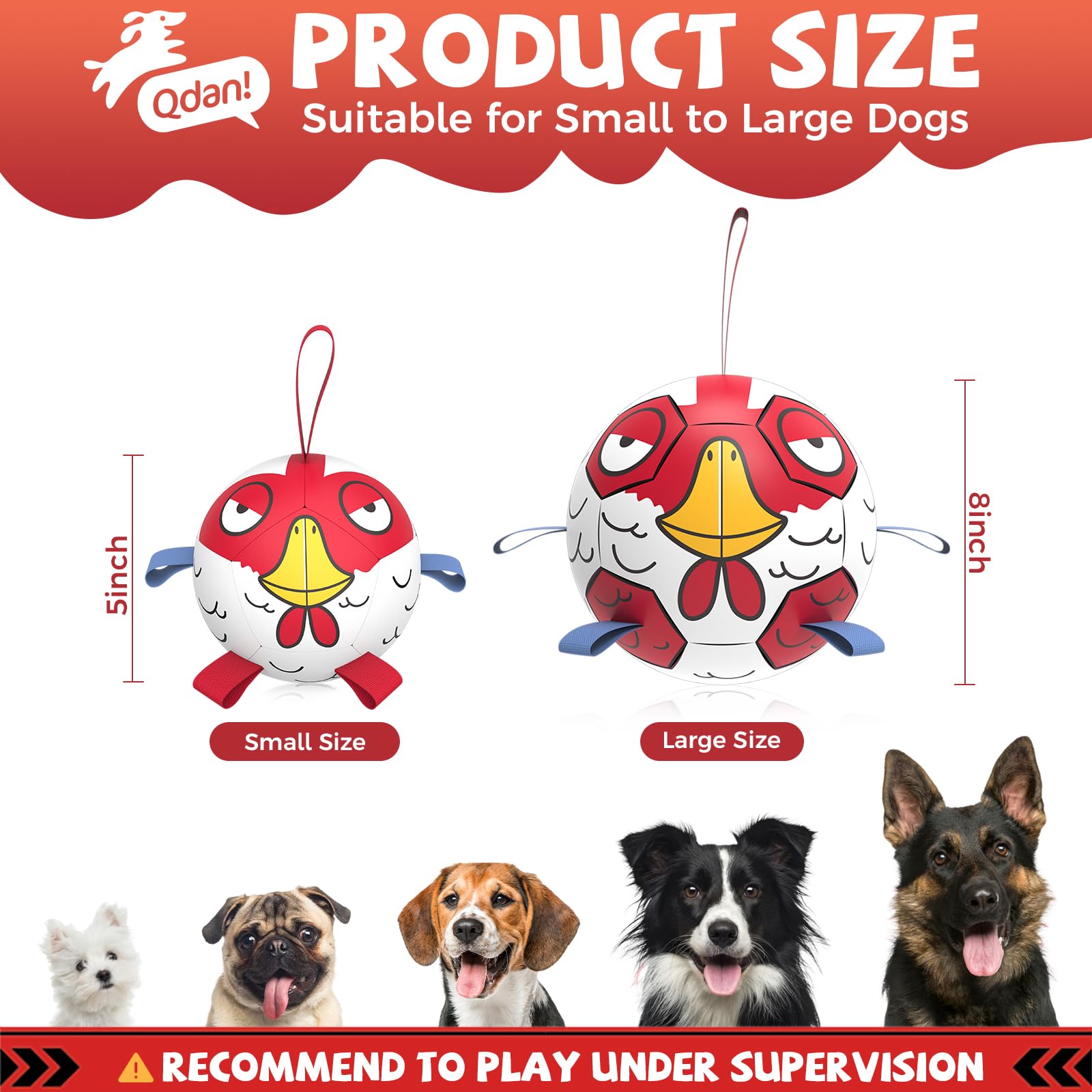 QDAN soccer ball with erratic bounce—keeps dogs engaged and chasing.