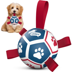 QDAN soccer ball with straps for interactive fetch and indoor-outdoor play