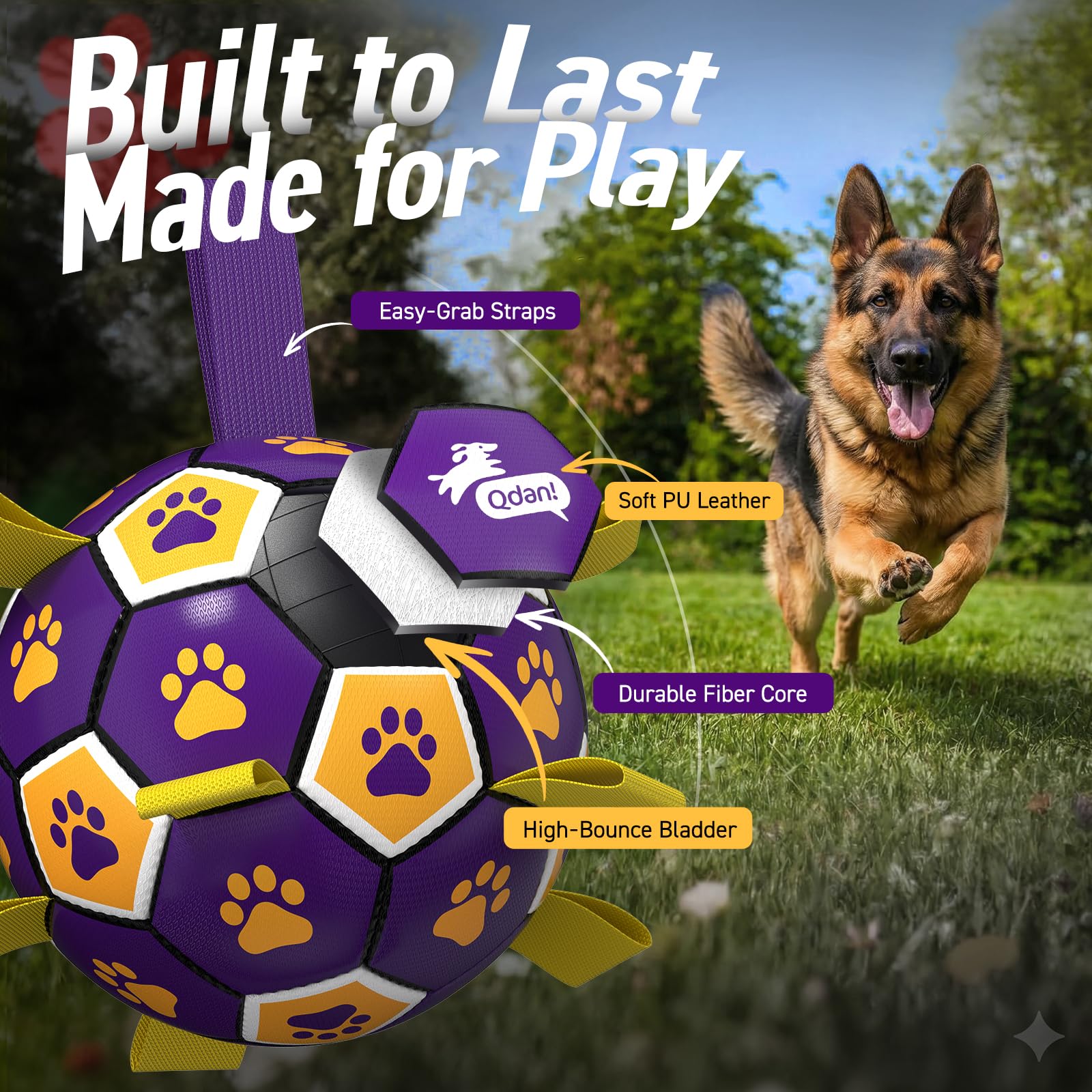 QDAN water-friendly dog ball for pool or beach adventures.
