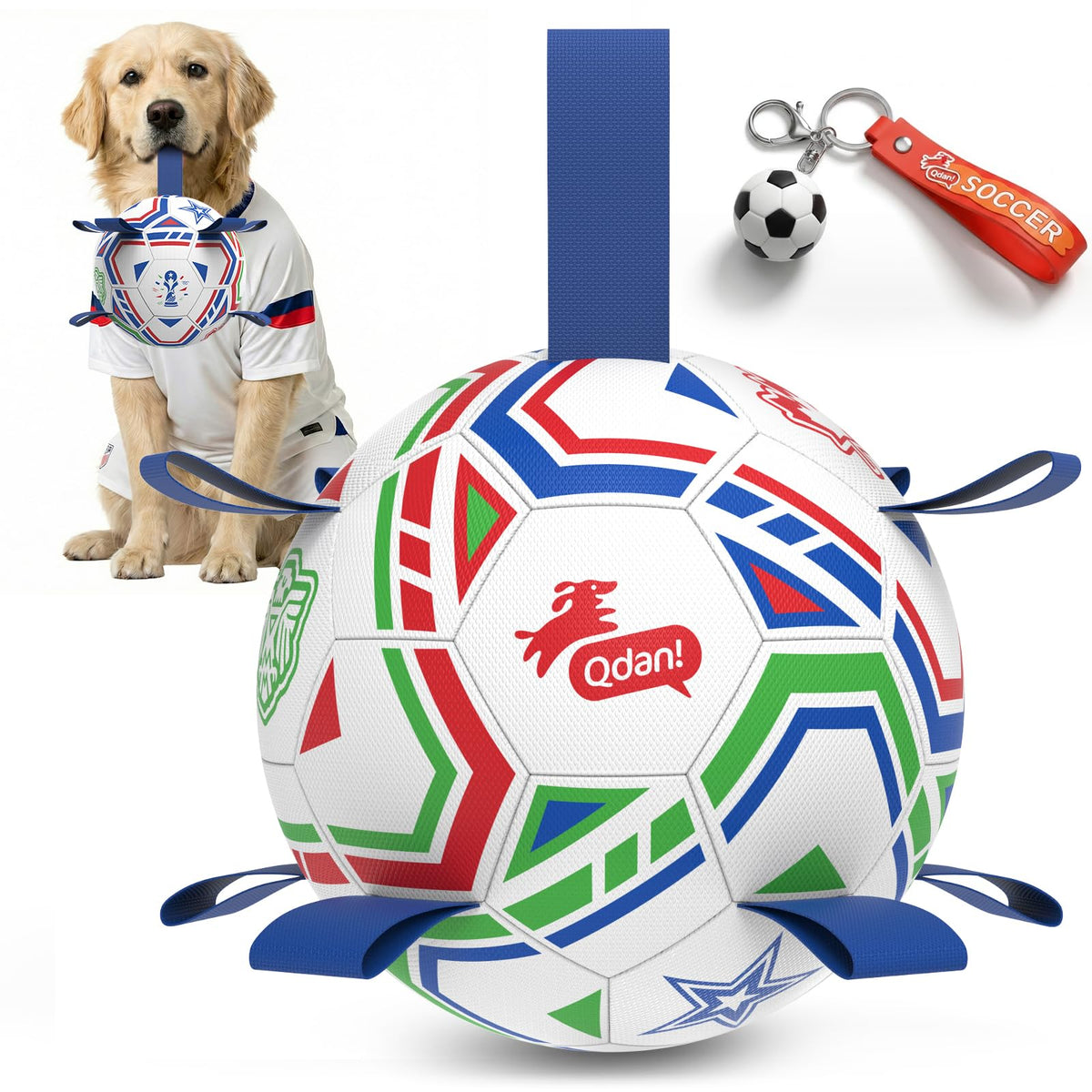 QDAN World Cup dog ball 8-inch in action for indoor play.